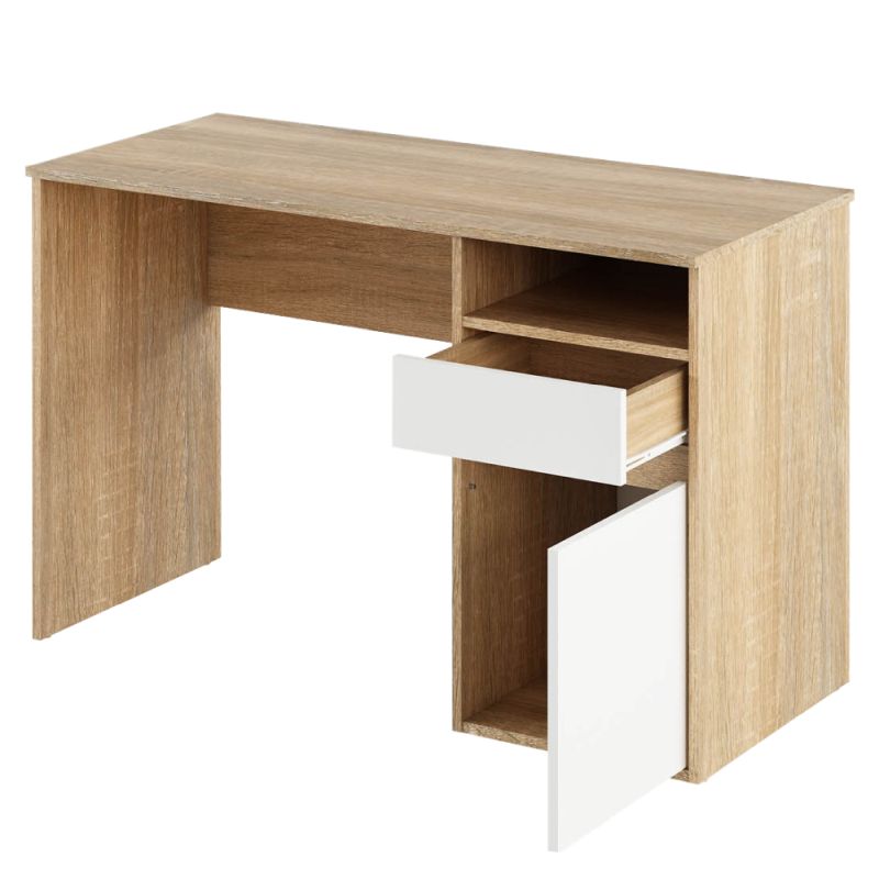 PC stôl, 120x53cm, dub sonoma, biely, BILI NEW