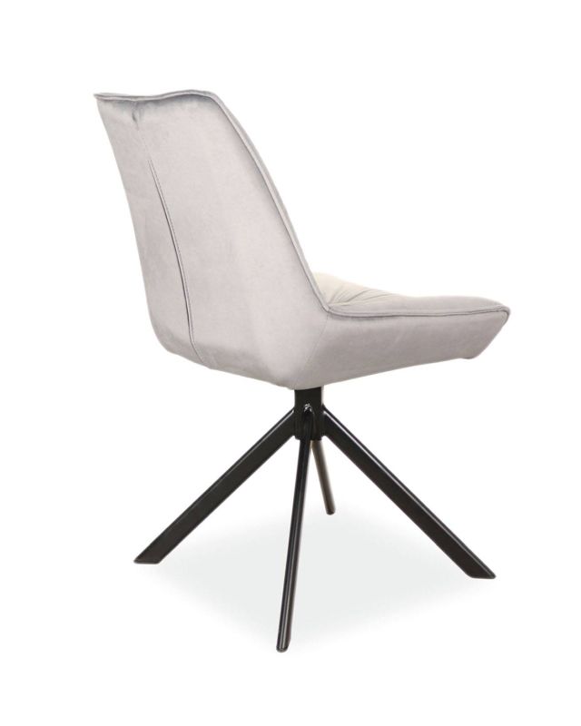 Jedálenská stolička, sivá látka, nohy kov čierny, BOOGIE I VELVET