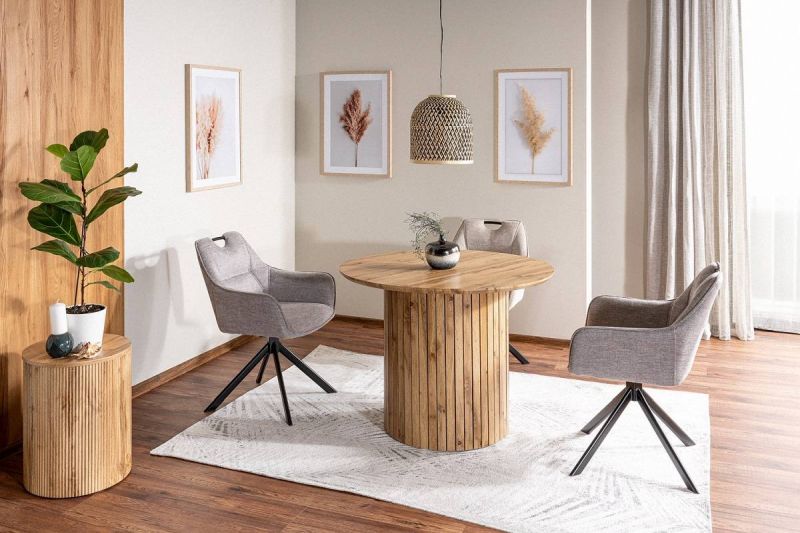 Jedálenská stolička, sivá látka, nohy kov čierny, REMO BREGO