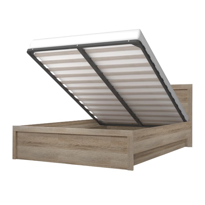 Manželská posteľ, 160x200, s roštom, dub sonoma, JESI NEW