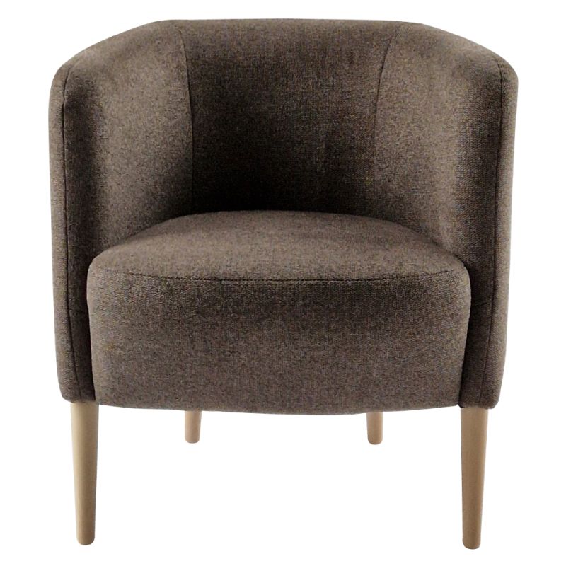 Kreslo, celočalúnené, drevo buk, hnedá látka, ALIEN