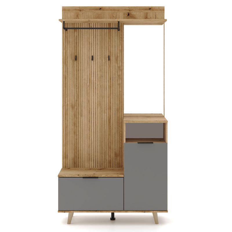 Predsieňová zostava, 100cm, dub evoke, grafit, NODRI