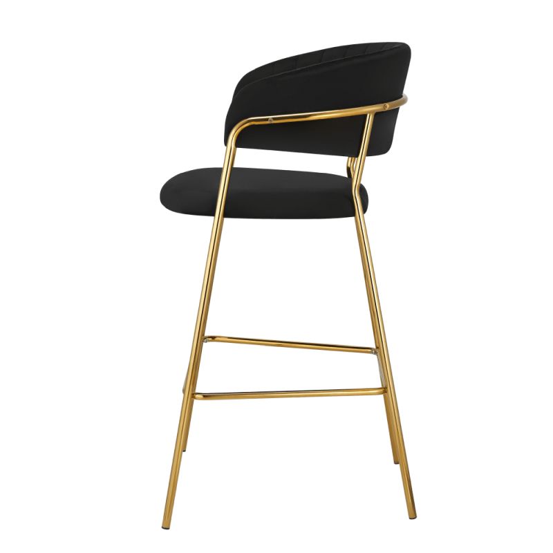 Barová stolička, čierna Velvet látka, nohy gold chróm zlatý, DASMIN TYP 2