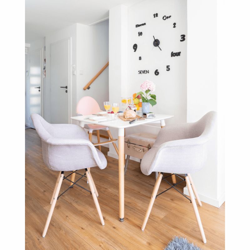 Jedálenský stôl, 70x70cm, MDF, biely, buk, DIDIER 4 NEW