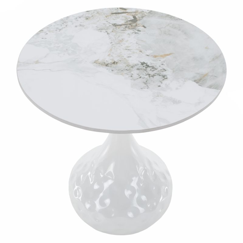 Konferenčný stolík, 50x50cm, biely mramor, oceľ, EBREL