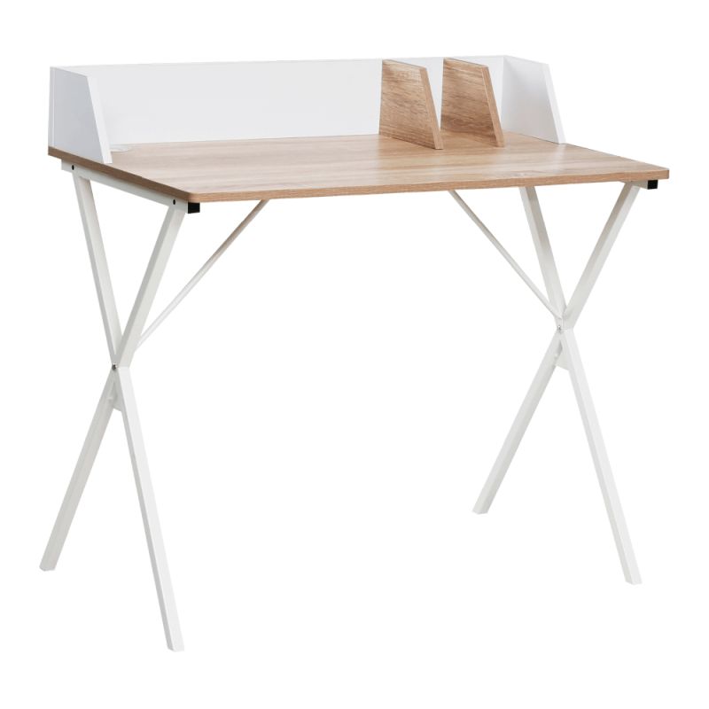 PC stôl, 90x50cm, dub svetlý, biely, PSALMO