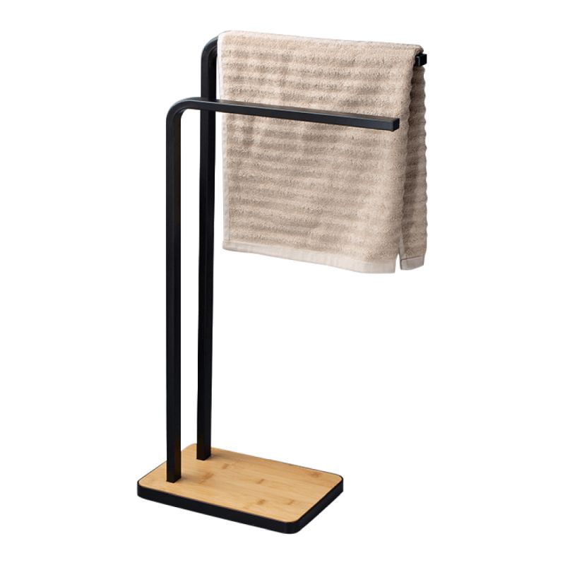Stojan na uteráky, 20cm, čierny kov, bambus, LABAV