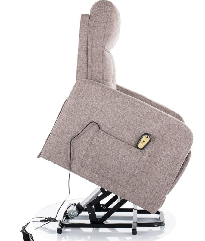 Elektrické polohovacie kreslo, béžová látka, Signal, OTUS II BREGO