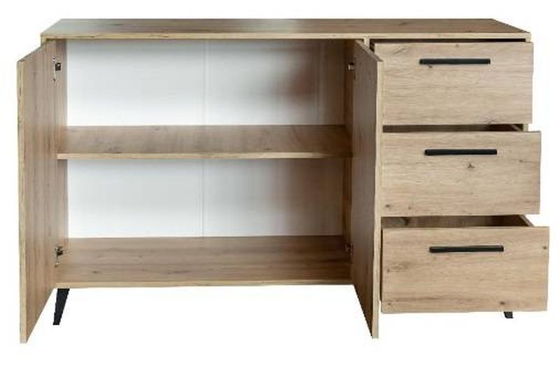 Komoda, 138cm, kombinovaná, dub artisan, KOS