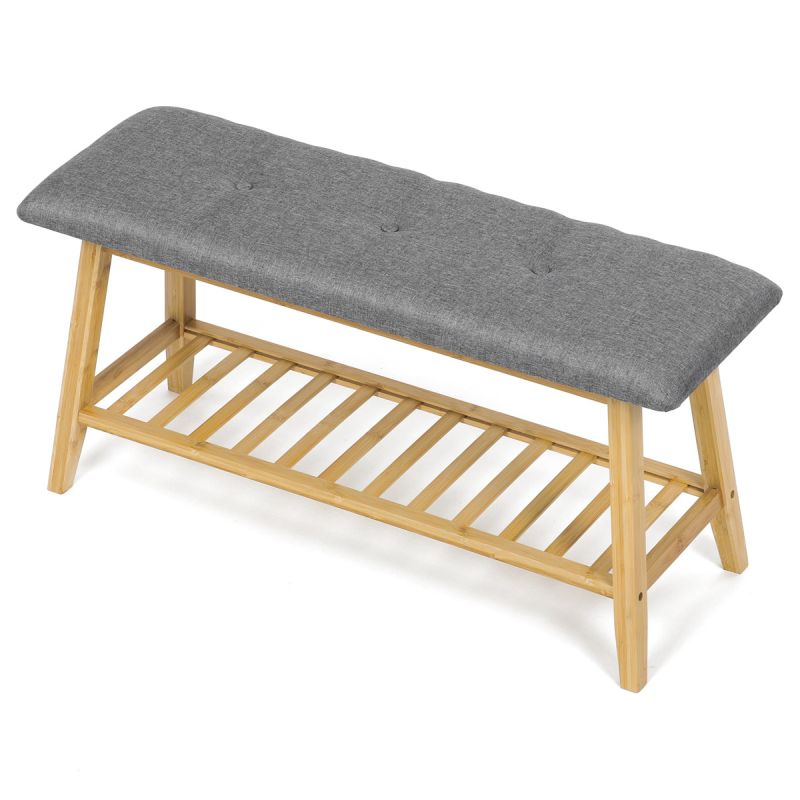 Botník, 90cm, bambus, prírodný, látka, DR-N1012 GREY2