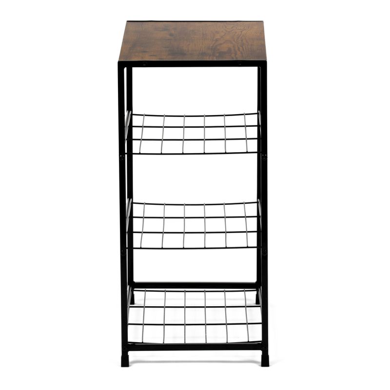 Botník, 63cm, kov, čierny, MDF, staré drevo, GD-414 OLW