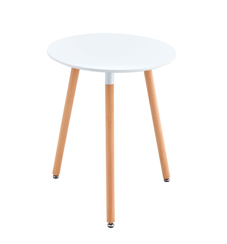 Jedálenský stôl, okrúhly 60cm, MDF, biely, buk, ELCAN NEW TYP 1