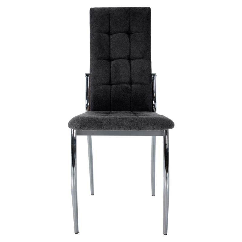 Stolička jedálenská, tmavosivá látka, nohy kov chróm, ADORA 2 NEW