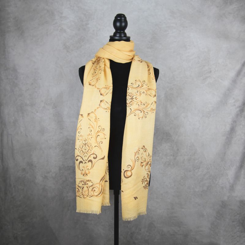 Zimný šál z Merino vlny so vzorom ORNAMENT ORANGE