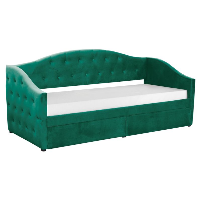 Posteľ, 90x200, s roštom, zelená, látka, ZASKA