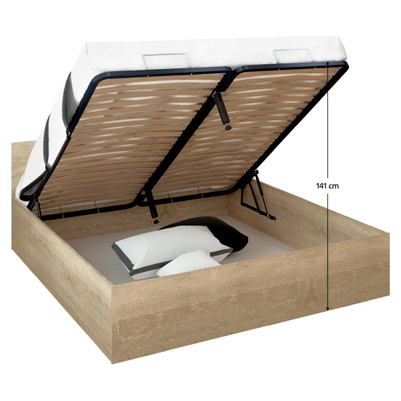 Manželská posteľ, 180x200, s roštom, dub sonoma, DOLI