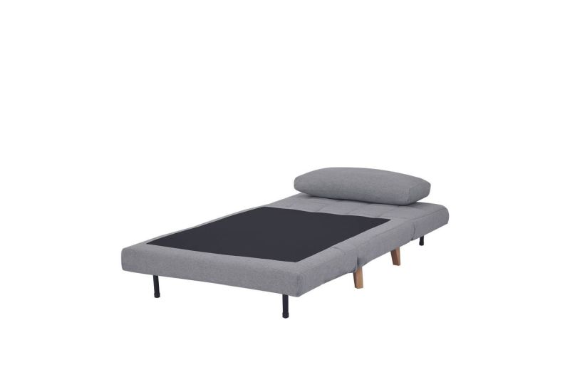 Rozkladacie kreslo, drevo buk, sivá látka, BILLY VELVET