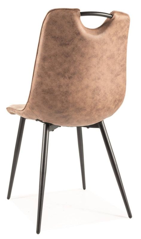 Jedálenská stolička, hnedá látka, nohy kov čierny, ALOE