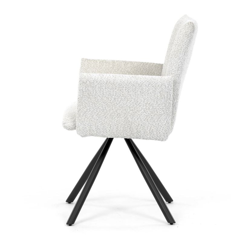 Jedálenská stolička, krémová, bouclé, látka, DCH-W1117 CRM2