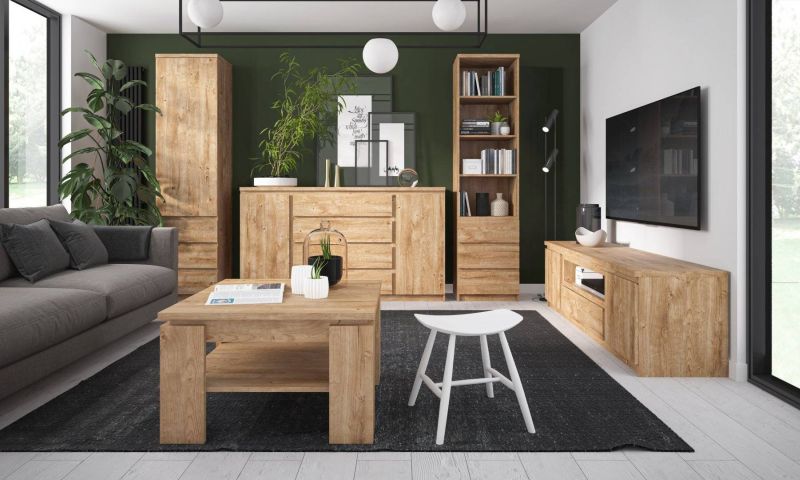 Tv stolík, 165cm, dub ribbeck zlatý, FRIBO FRIF01