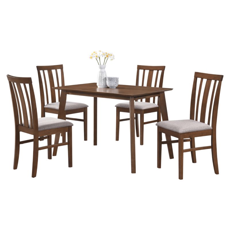 Jedálenský set 1+4, 110x70cm, MDF, orech, látka béžová, ROIS SET