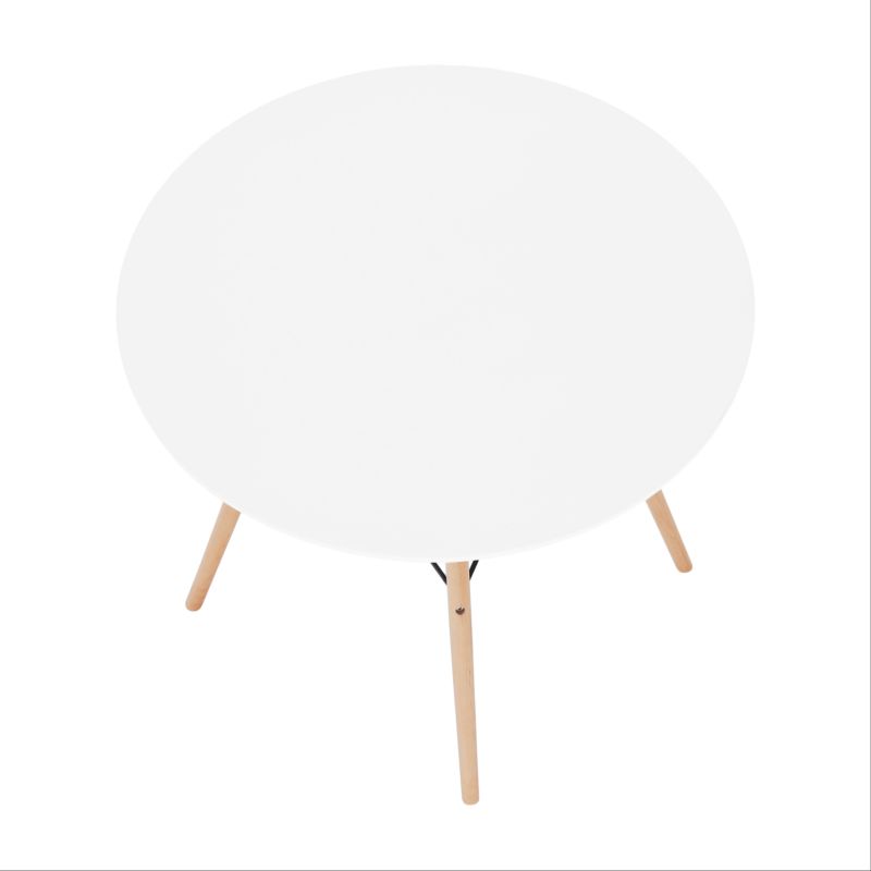 Jedálenský stôl, okrúhly 90cm, MDF, biely, buk, GAMIN 2 NEW 90