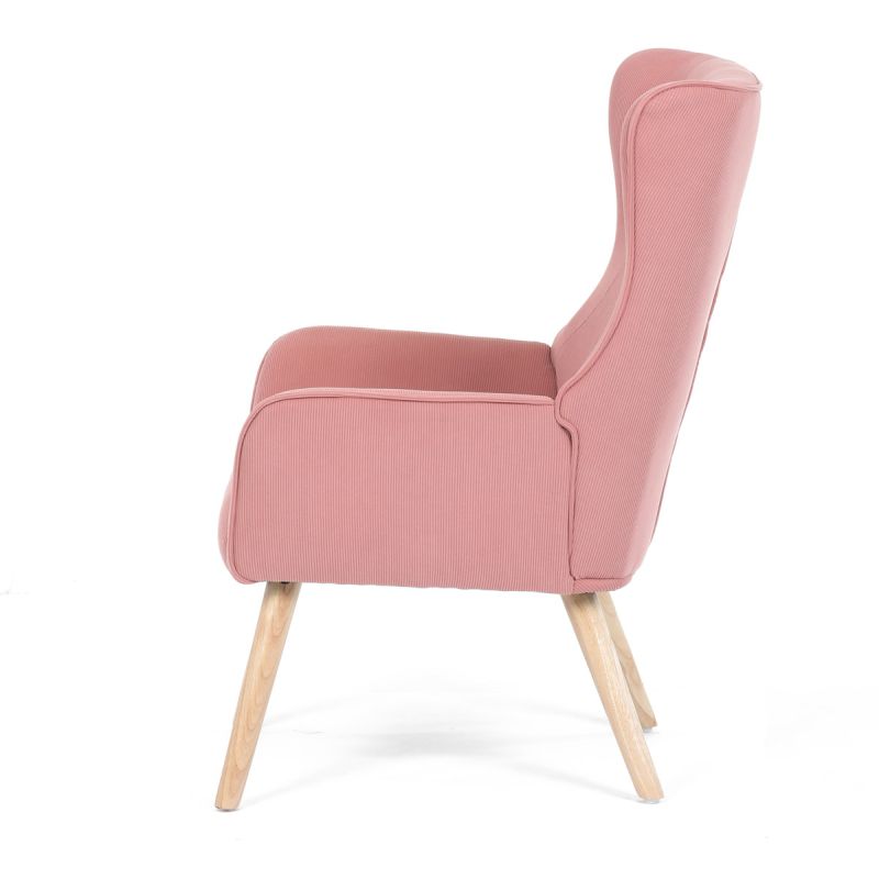 Kreslo ušiak, ružová manšestrová látka, AK-314 PINK2