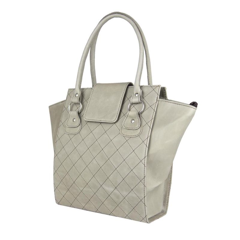 Kožená luxusná kabelka č.8644 vo svetlo šedej farbe