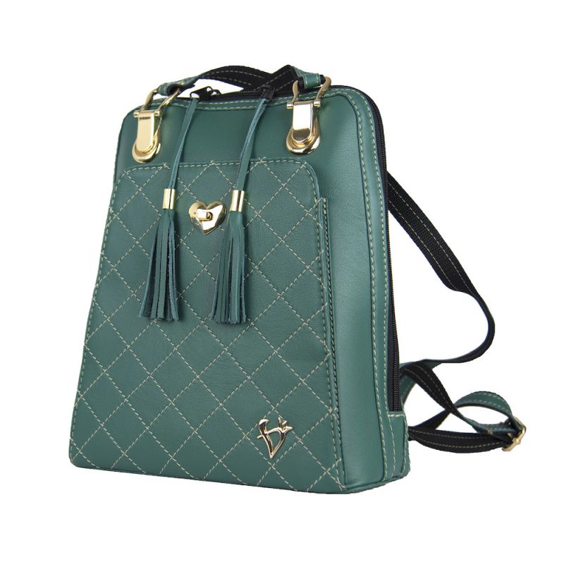 Luxusný kožený ruksak z pravej hovädzej kože č.8668 v zelenej farbe