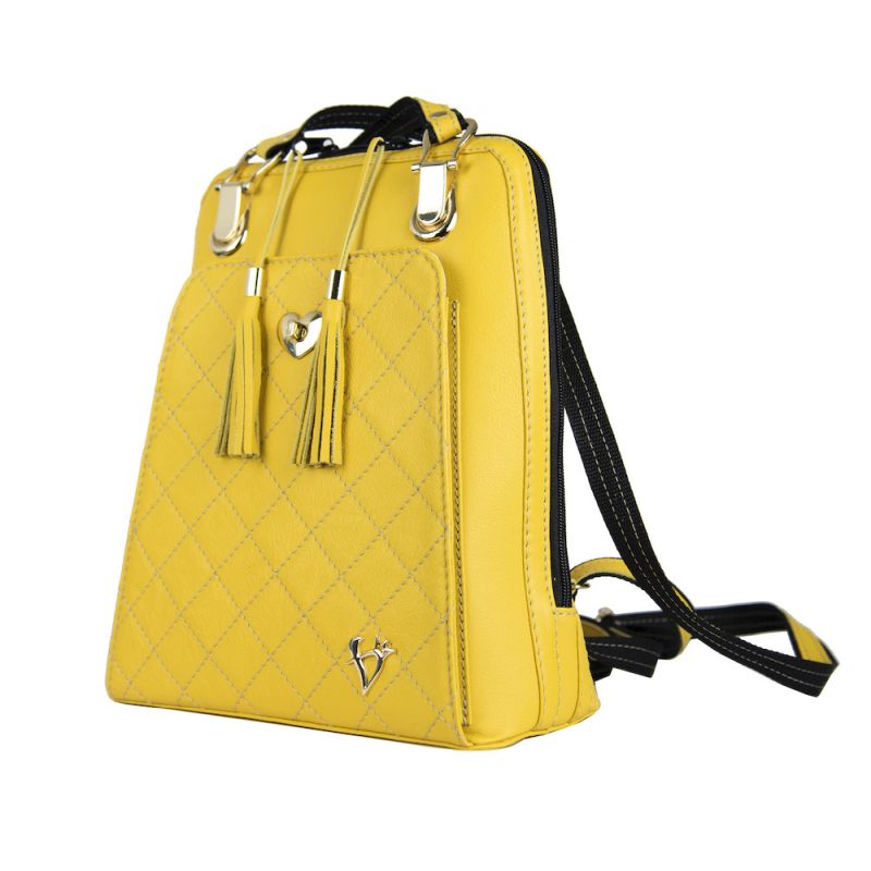 Luxusný kožený ruksak z pravej hovädzej kože č.8668 v žltej farbe