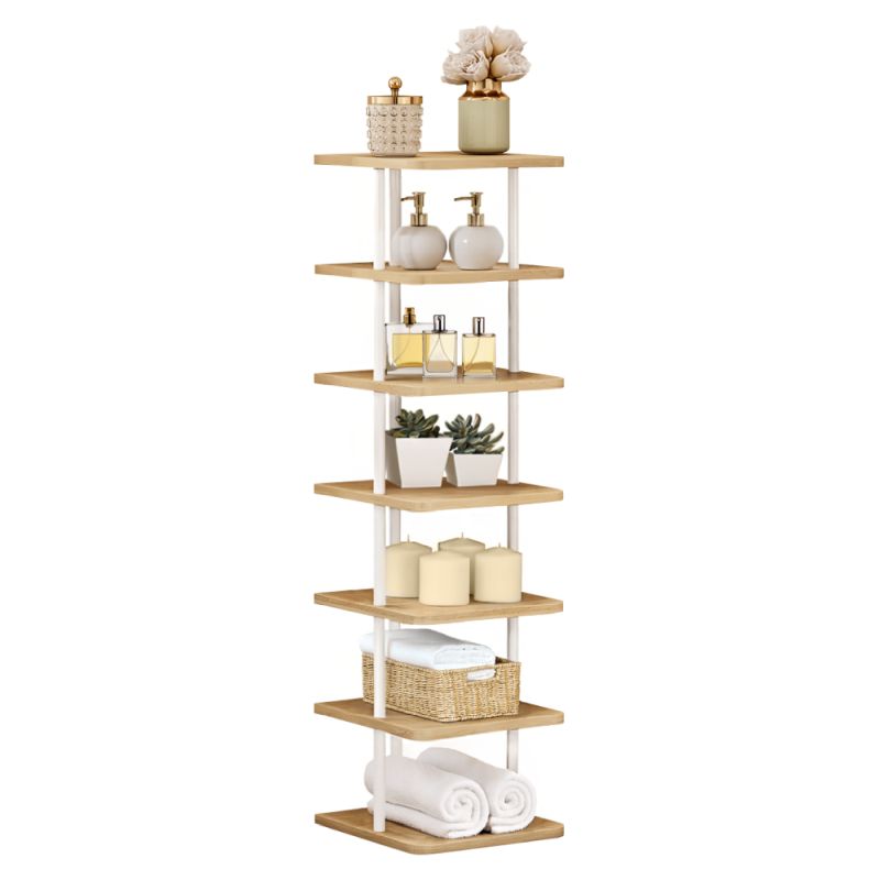 Regál, 26cm, viacúčelový, biely, svetlý dub, ETUDA TYP 1