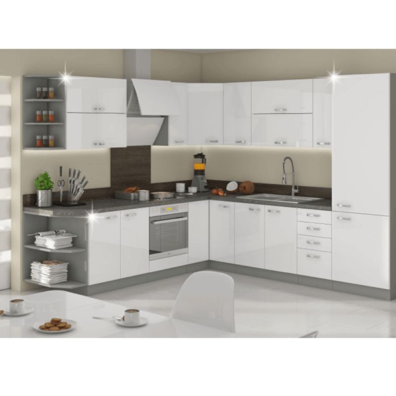 Horná skrinka, 40cm, biely lesk, sivá, PRADO 40 G-72 1F