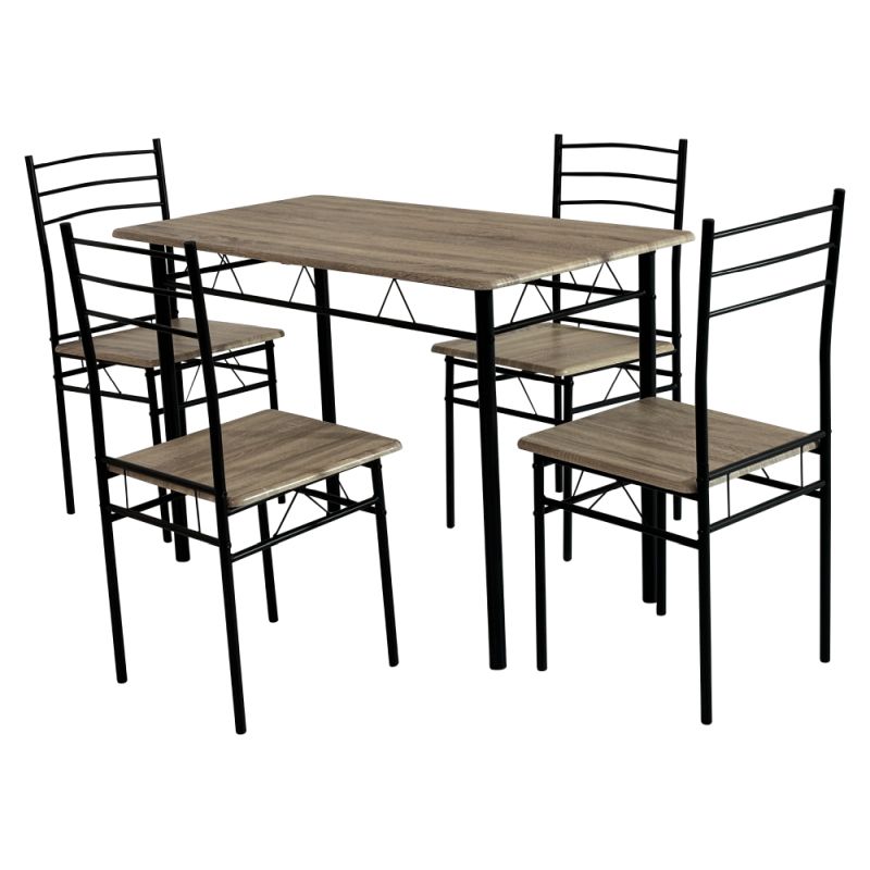 Jedálenský set 1+4, 110x60cm, MDF, dub sonoma, čierny, MAKO