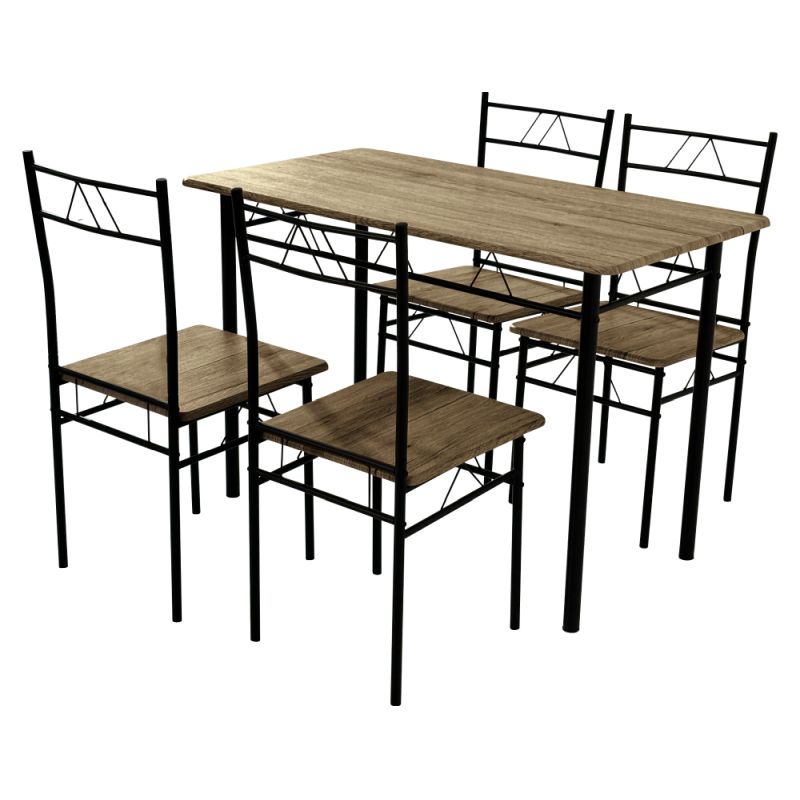 Jedálenský set 1+4, 110x60cm, MDF, svetlý dub, čierny, PAON
