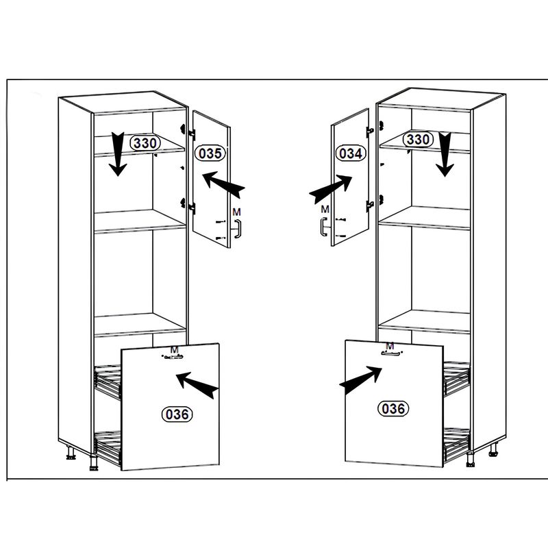 Potravinová skrinka, 60cm, biela, sivý lesk, pravá, AURORA D60P