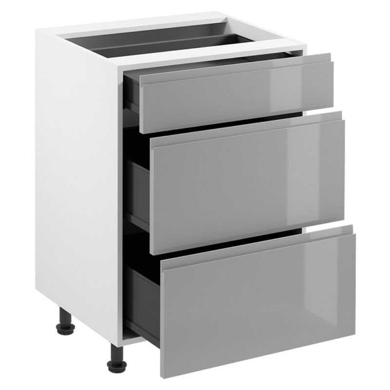 Spodná skrinka, 60cm, biela, sivý lesk, AURORA D60S3