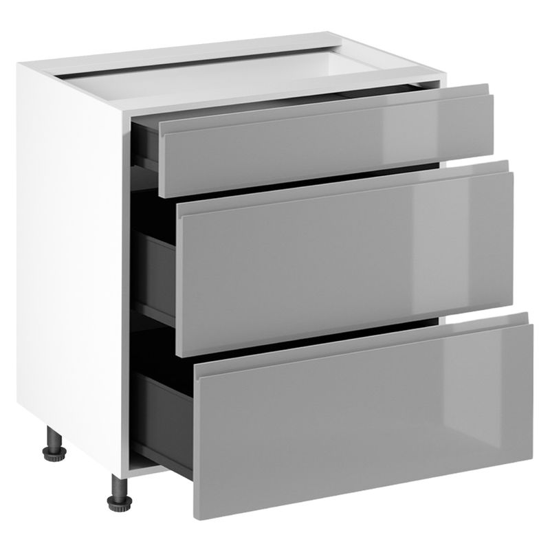 Spodná skrinka, 80cm, biela, sivý lesk, AURORA D80S3