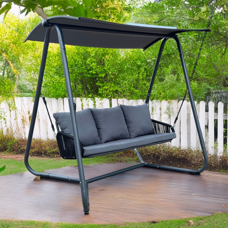 Záhradná hojdačka, sivá látka, tmavosivý kov, JAIRA