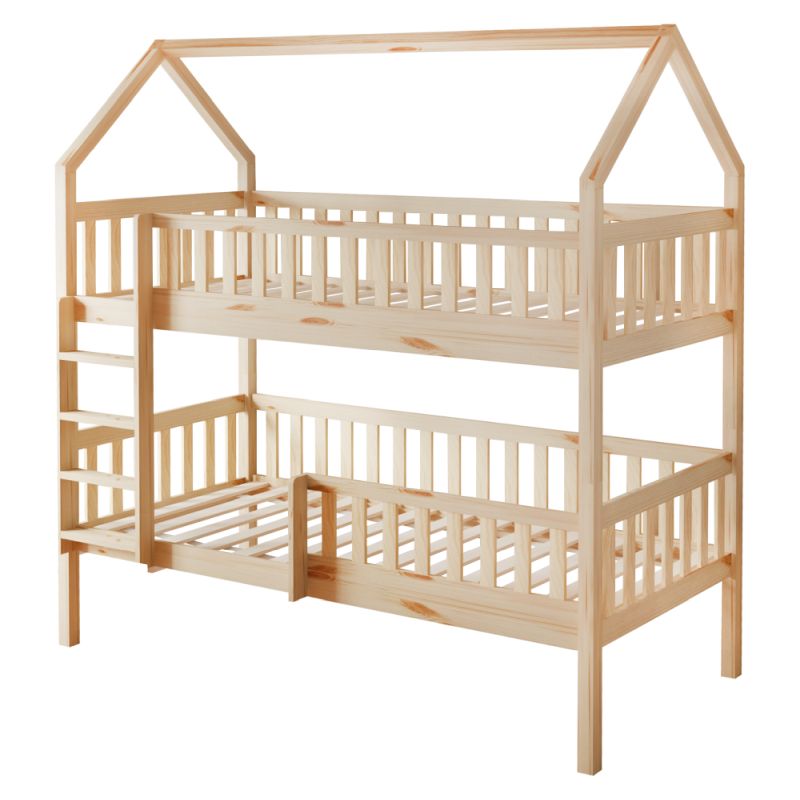 Montessori poschodová posteľ, 90x200, s prístelkou, prírodná, VENITA TYP 1