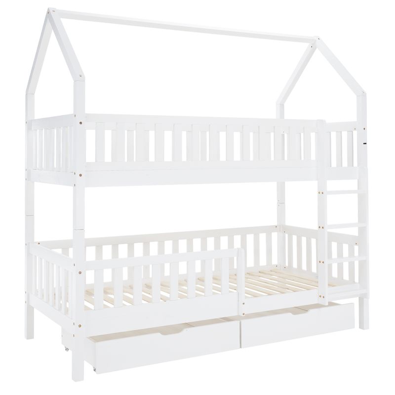 Montessori poschodová posteľ,  90x200, biela, VENITA TYP 2