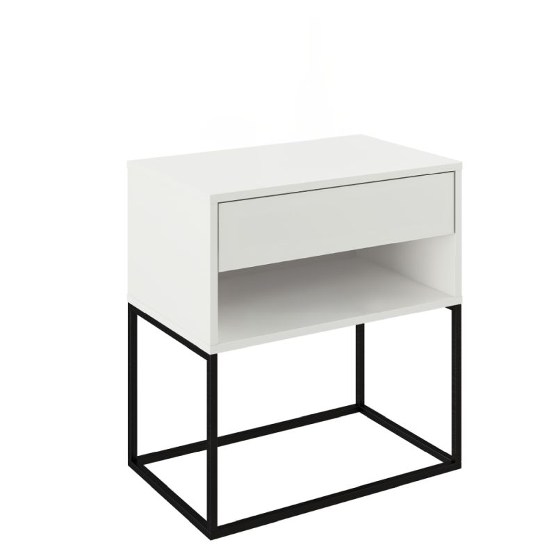 Nočný, príručný stolík, 60cm, biely, čierny, ARTI TYP 2