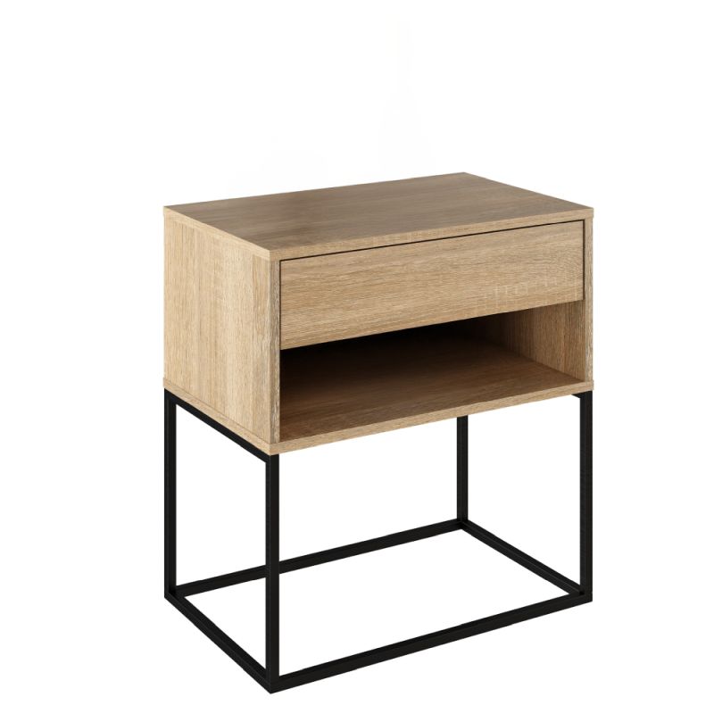 Nočný, príručný stolík, 60cm, dub sonoma, čierny, ARTI TYP 2