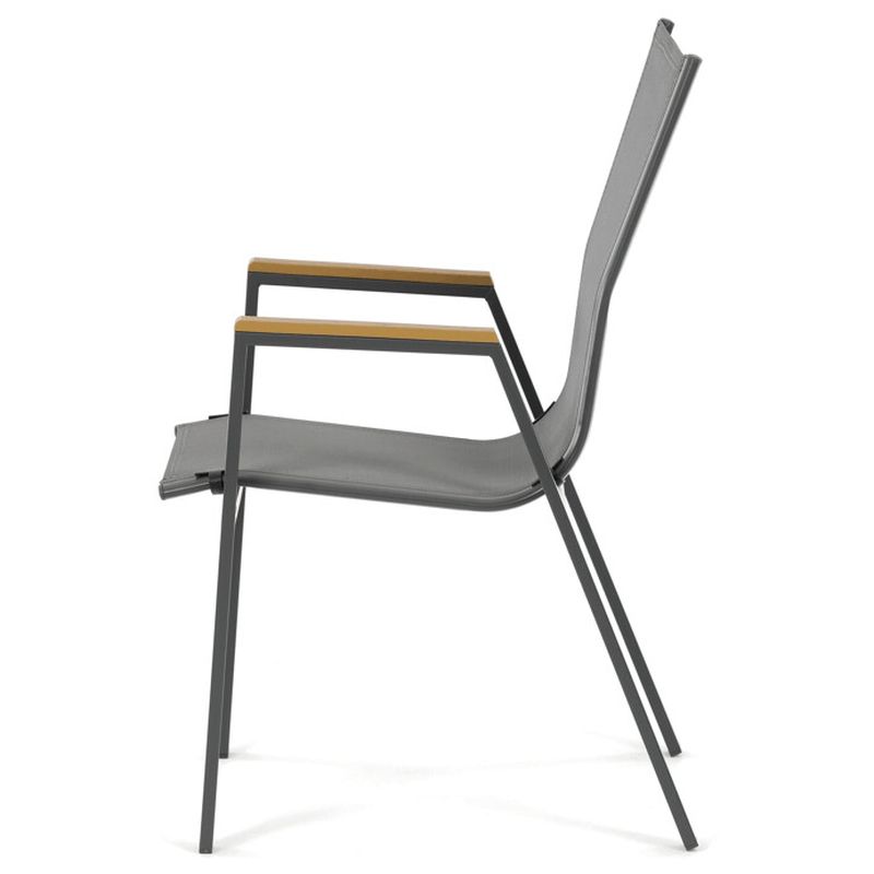 Záhradná stolička, kov, sieťovina, sivá, AZC-S1050 GREY