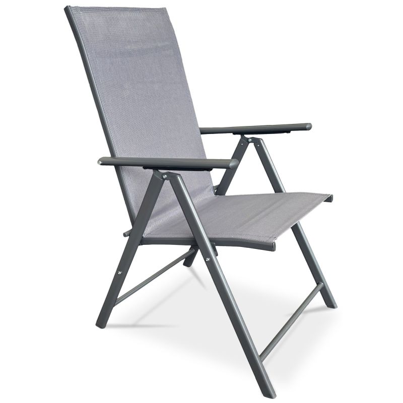 Záhradná stolička, kov, sieťovina, sivá, AZC-S1116 GREY
