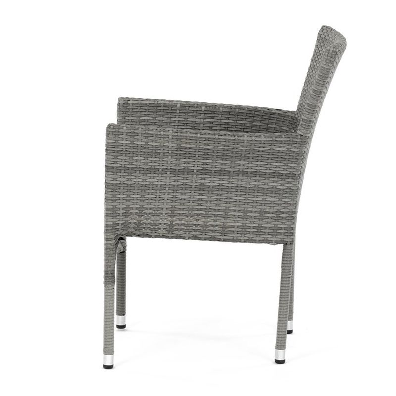 Záhradná stolička, kov, polyratan, sivá, AZC-S2118 GREY