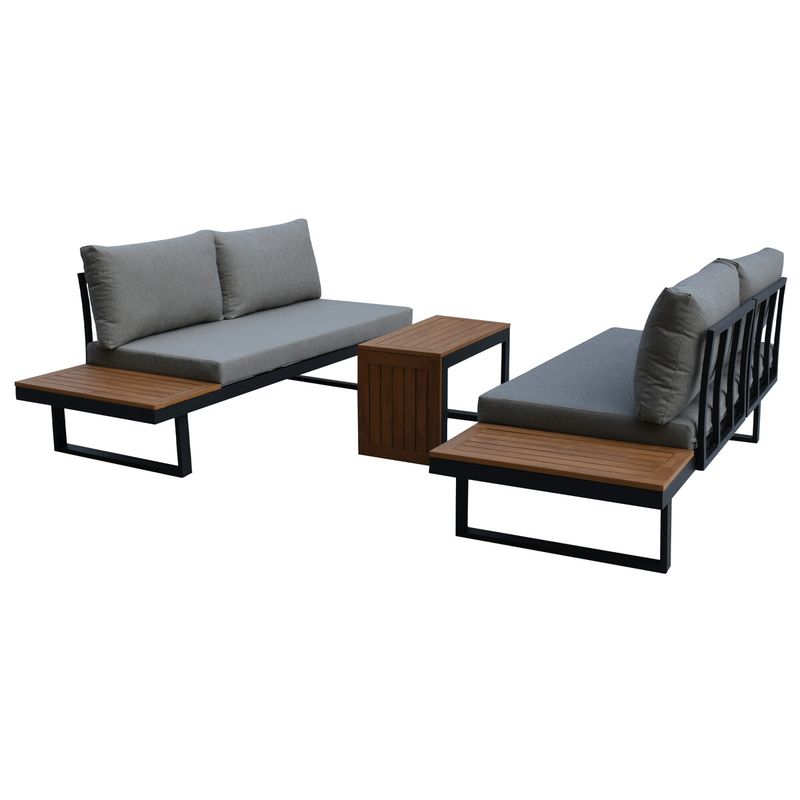 Záhradný set, hliník, polywood, sivá, AZS-G1924 GREY