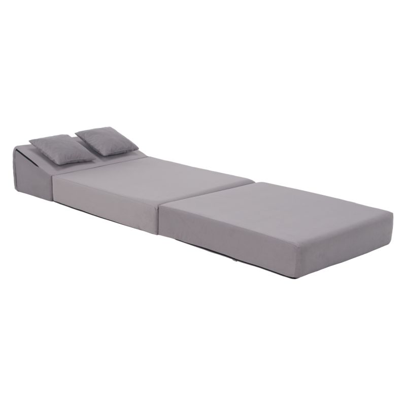 Skladací matrac/kreslo, 2v1, svetlosivá, PELOS