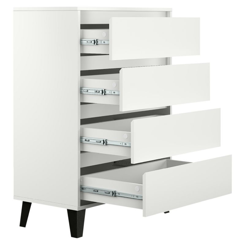 Komoda, 70cm, 4-zásuvková, biela, BOGAN NEW 4S70