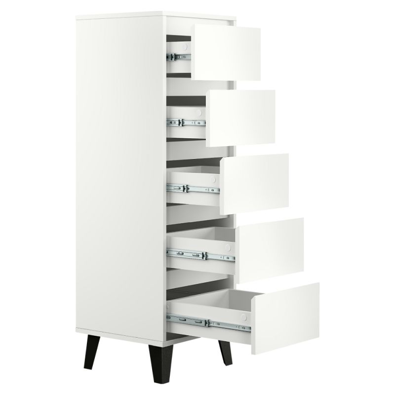 Komoda, 40cm, 5-zásuvková, biela, BOGAN 5S40