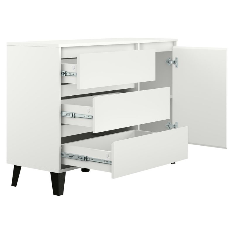 Komoda, 110cm, kombinovaná, biela, BOGAN NEW 1D3S